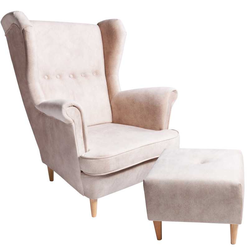 Poltrona con poggiapiedi Jane, beige