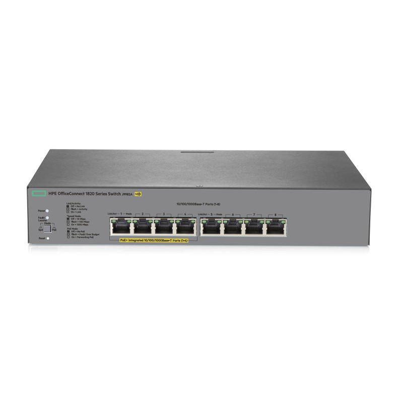 HP 1820-8G-POE+ | Switch | 4x RJ45 1000Mb/s, 4x RJ45 1000Mb/s PoE+, 65W (J9982A)