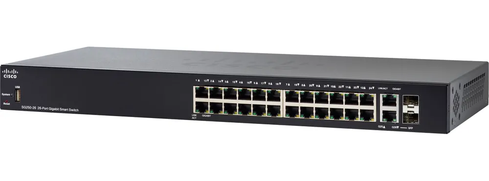Cisco SG250-26 | Switch | 24x 1000Mb/s, 2x 1Gb/s Combo, Managed