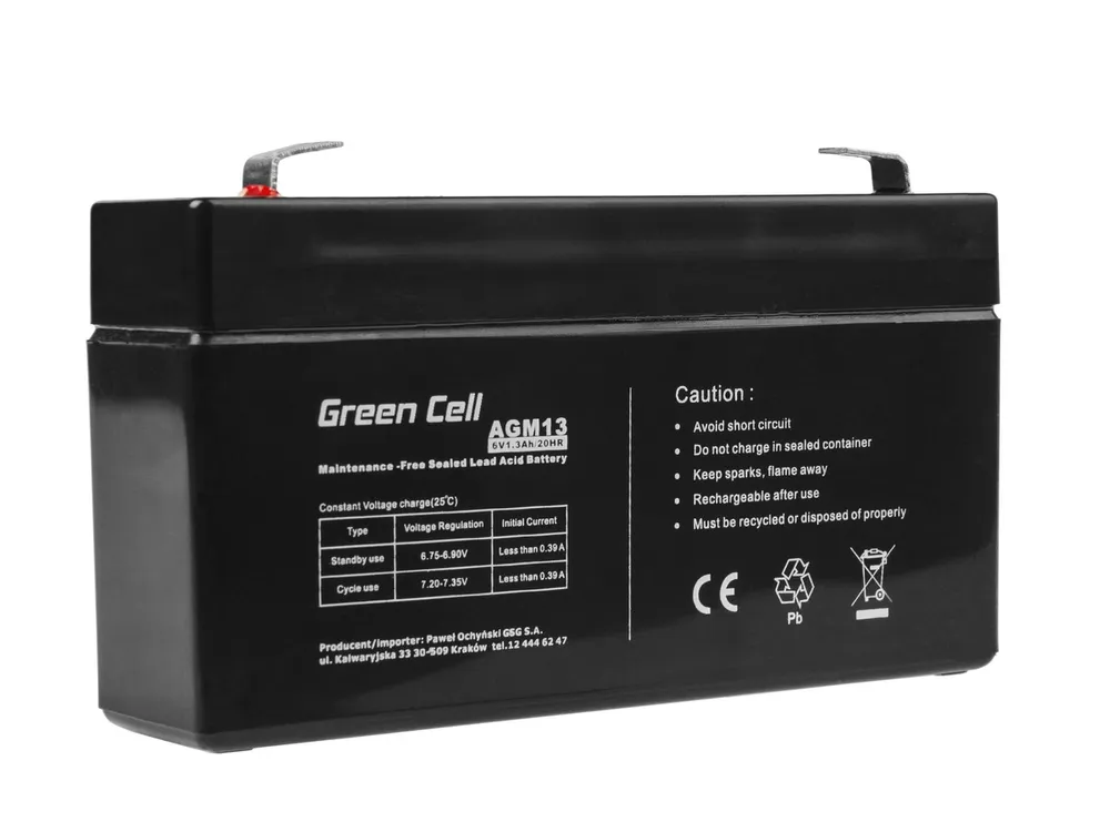 AGM Green Cell 6V 1.3Ah battery