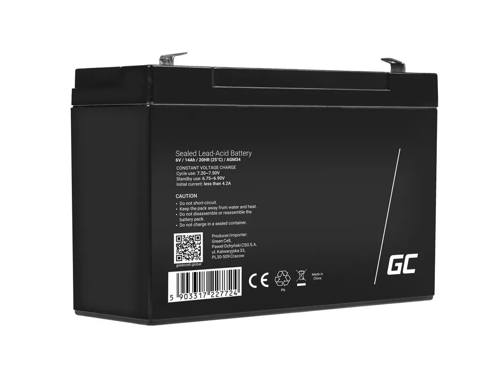 Green Cell AGM VRLA 6V 14Ah battery