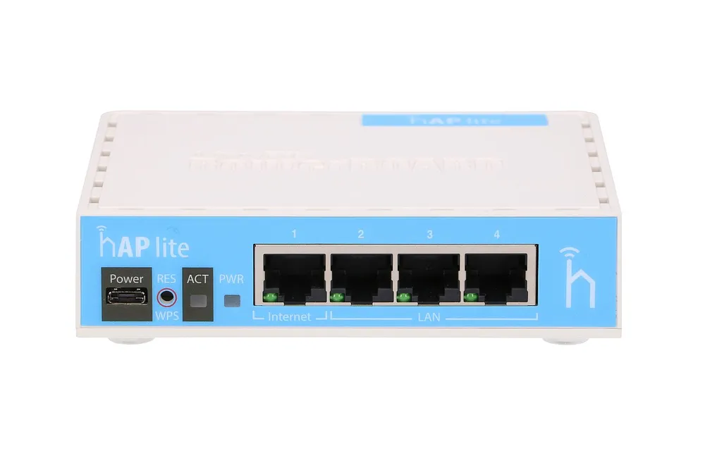 MikroTik hAP lite | Router WiFi | RB941-2nD, 2,4GHz, 4x RJ45 100Mb/s Częstotliwość pracy2.4 GHz