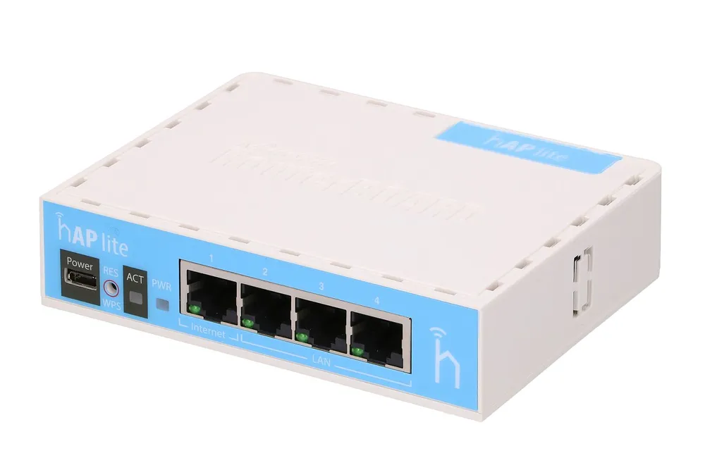 MikroTik hAP lite | Router WiFi | RB941-2nD, 2,4GHz, 4x RJ45 100Mb/s Standard sieci LANFast Ethernet 10/100Mb/s