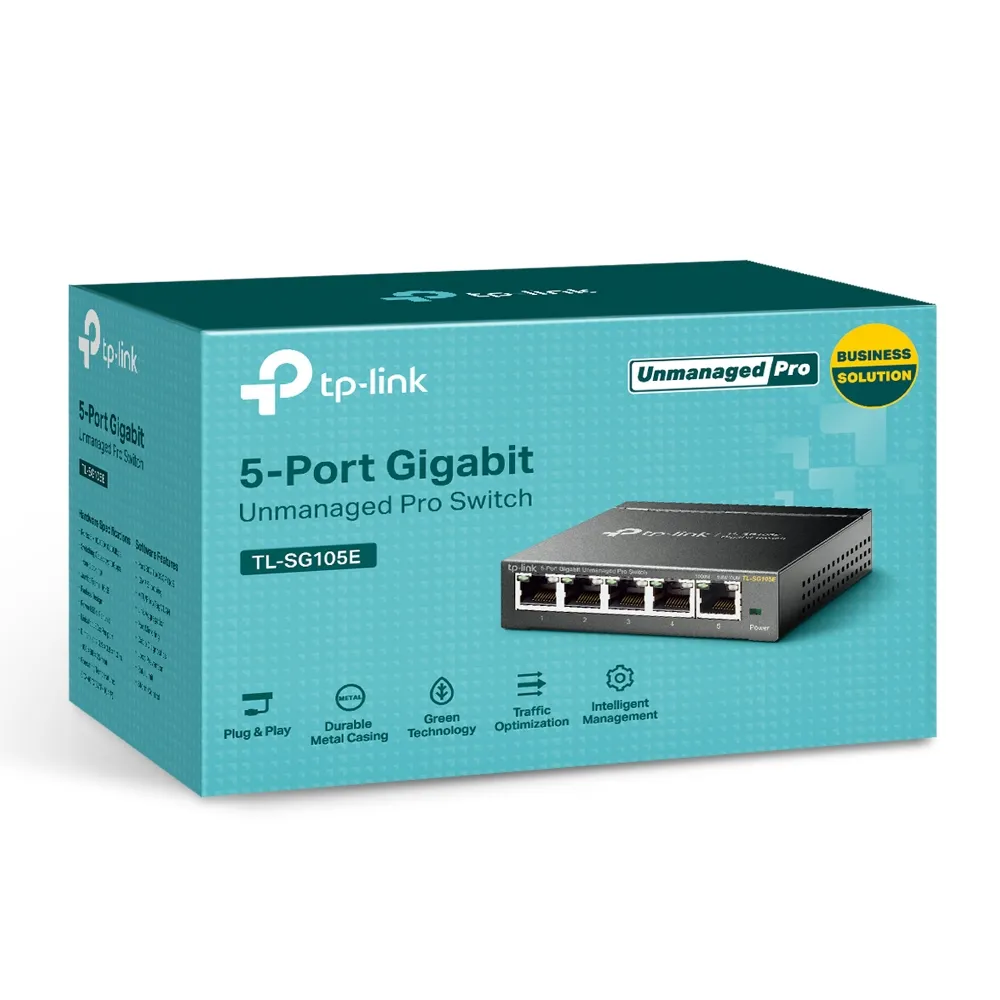 TP-LINK TL-SG105E 5-PORT GIGABIT UNMANAGED PRO SWITCH Standard sieci LANGigabit Ethernet 10/100/1000 Mb/s