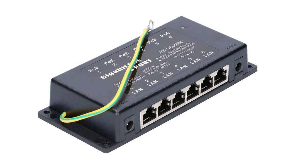 Extralink 6 Puertos | Gigabit PoE Inyector | 6x 1000Mb/s RJ45 Typ montażuInny