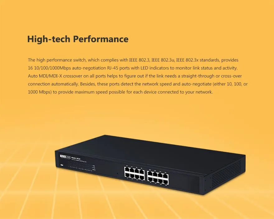 Totolink SG16 | Switch | 16x RJ45 1000Mb/s Gigabit, Rackmount, no gestionado 6