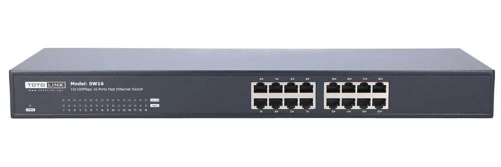 Totolink SW16 | Switch | 16x RJ45 100Mb/s, Kryt Rack, neřízený Moc (W)Brak PoE