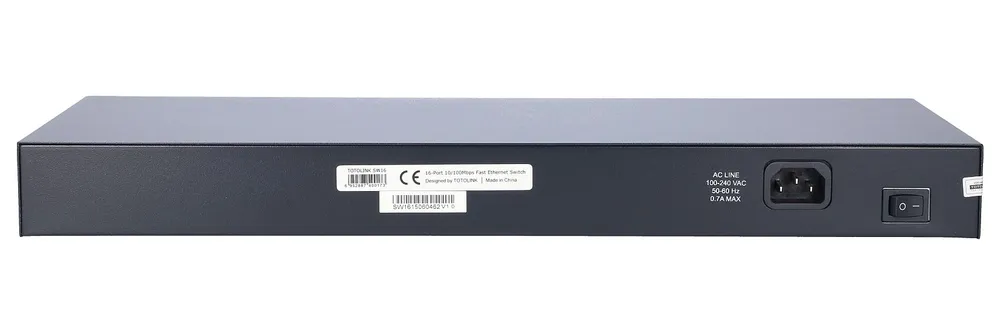 Totolink SW16 | Switch | 16x RJ45 100Mb/s, Kryt Rack, neřízený Typ obudowyRack (1U)