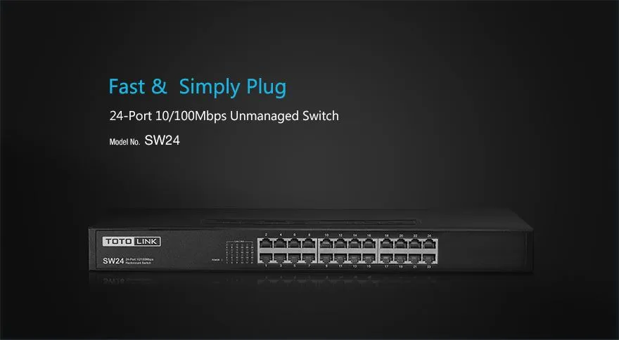 Totolink SW24 | Switch | 24x RJ45 100Mb/s, Rackmount, No gestionado Warstwa przełączania2