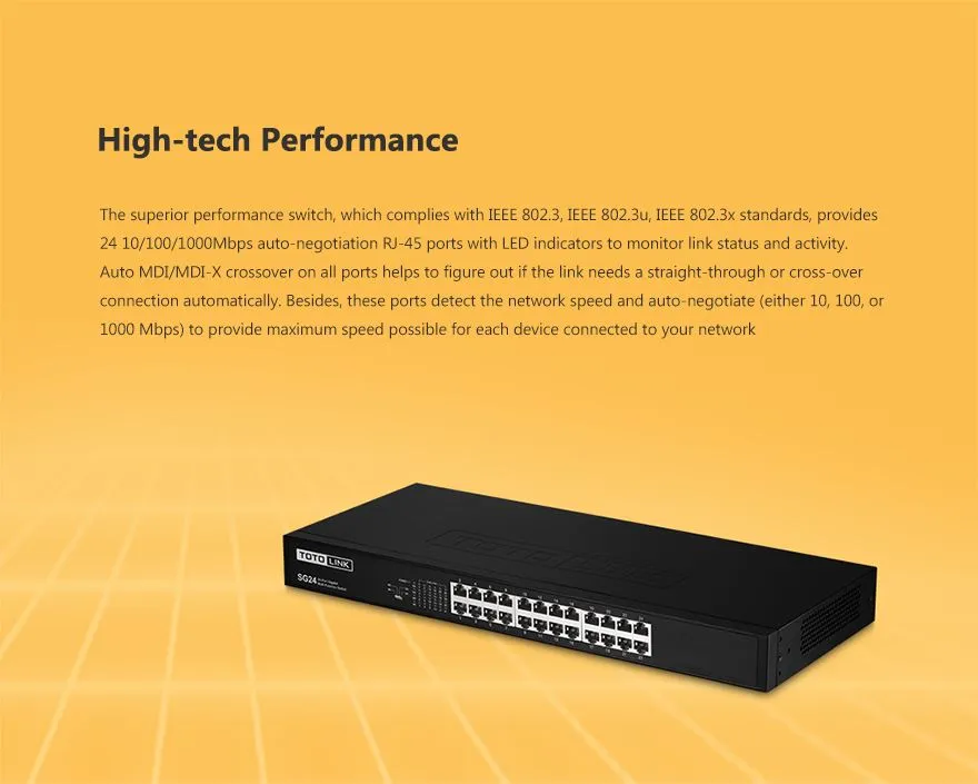Totolink SG24 | Switch | 24x RJ45 1000Mb/s Gigabit, Rackmount, No gestionado 6