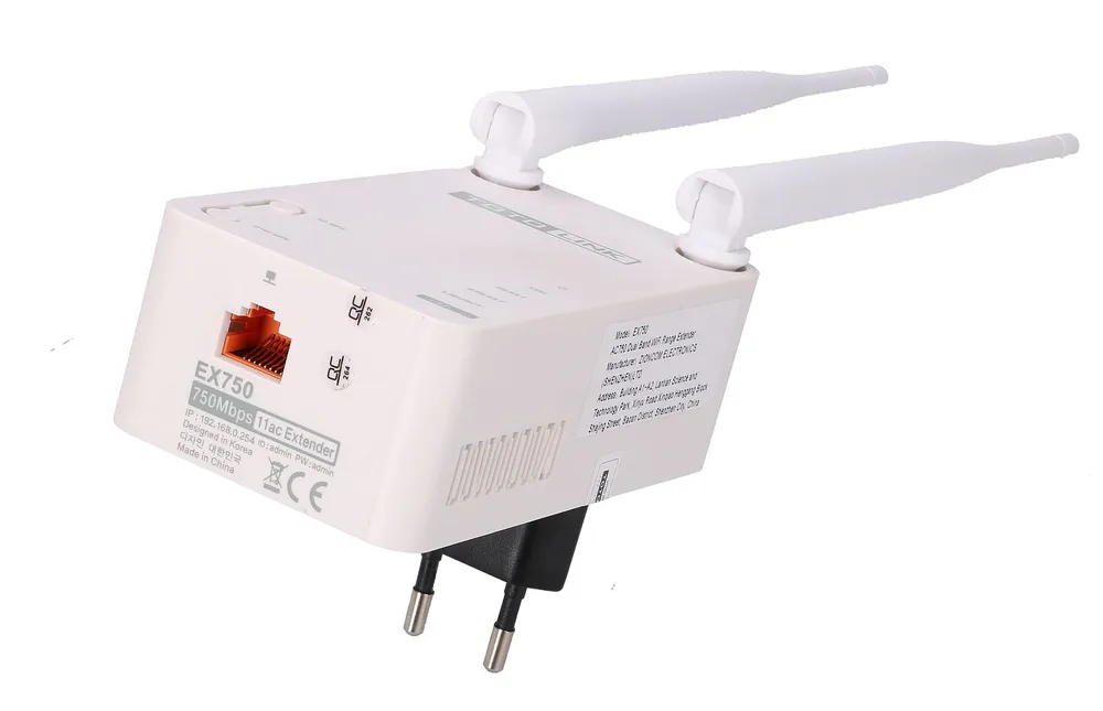 Totolink EX750 | Extensor de rango WiFi | AC750, Dual Band, 1x RJ45 100Mb/s, 2x 5dBi Standard sieci LANFast Ethernet 10/100Mb/s
