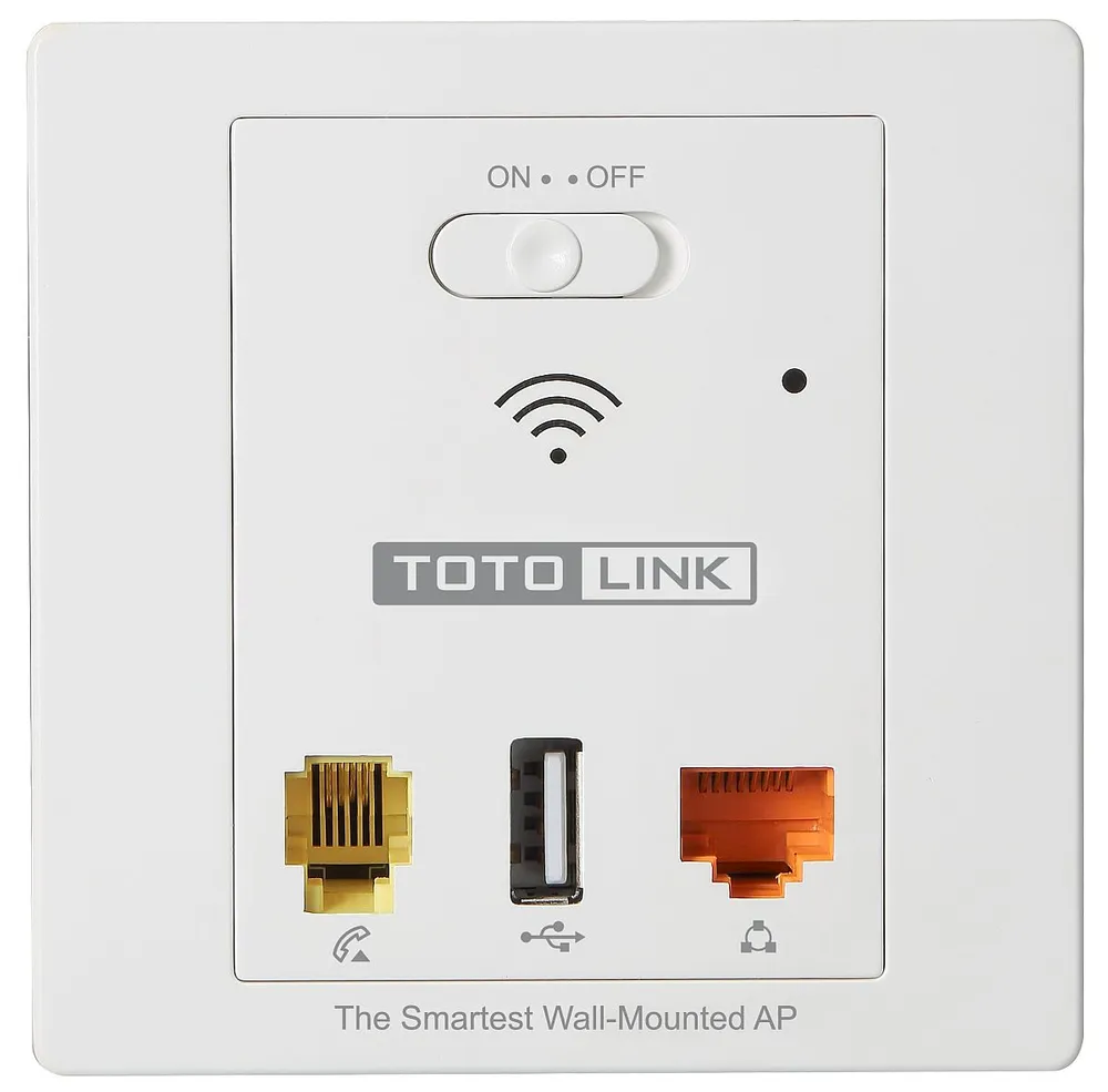 Totolink WA300 | WiFiPunto de acceso | 300Mb/s, 2,4GHz, PoE, 2x RJ45 100Mb/s, 1x USB, De pared Ilość portów WAN1x 10/100BaseTX (RJ45)