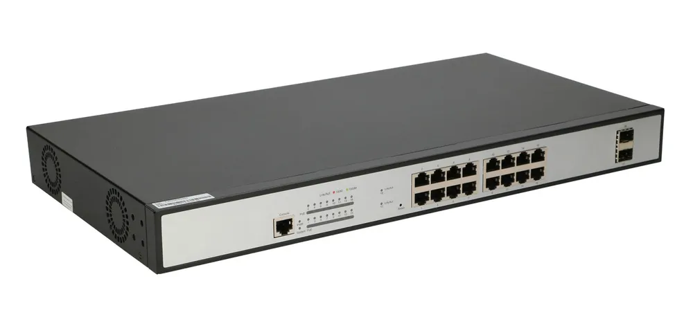 Extralink ARES | PoE Switch | 16x Gigabit PoE/PoE+, 2x SFP, 1x Puerto de consol, 330W, Gestionable Moc (W)330