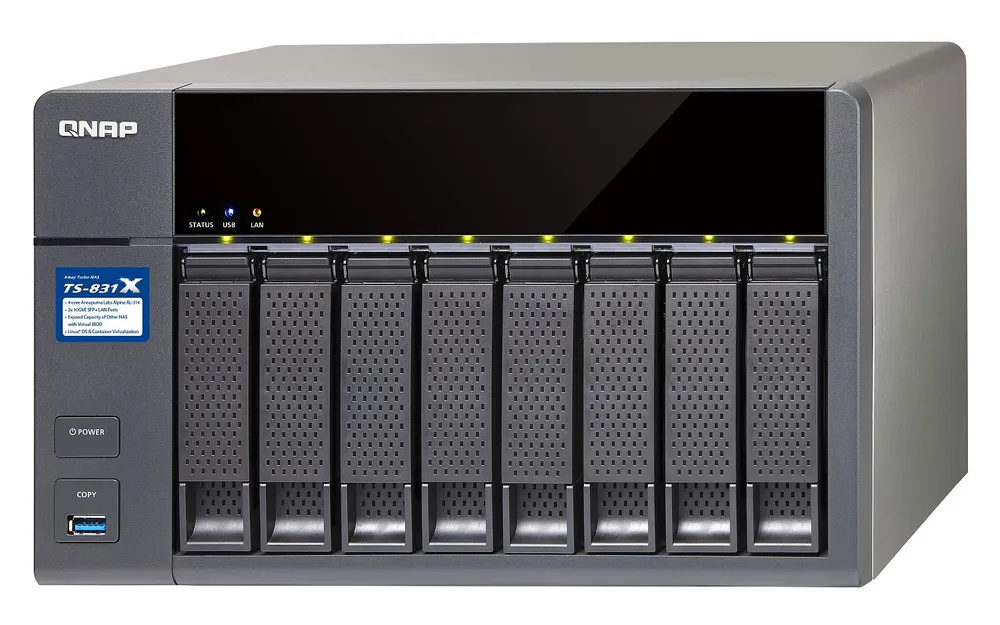 TS-831X-16G | Servidor NAS | SATA 6Gbps, 2x Gbe LAN, 2x SFP+, 3x USB, max. 8x HDD/SSD Maksymalna ilość dysków8