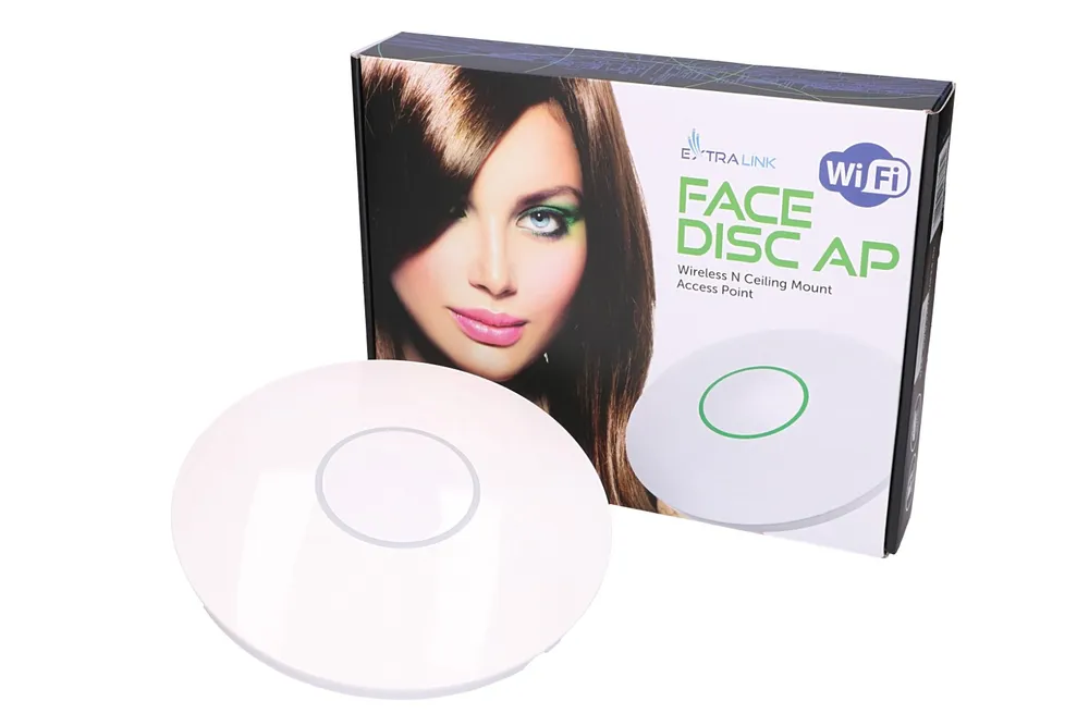 Extralink FaceDisc AP | Punto de acceso | 2,4GHz 300Mb/s, 2x RJ45 100Mb/s, 2x 4,5dBi Rodzaj zasilania urządzeniaPassive PoE