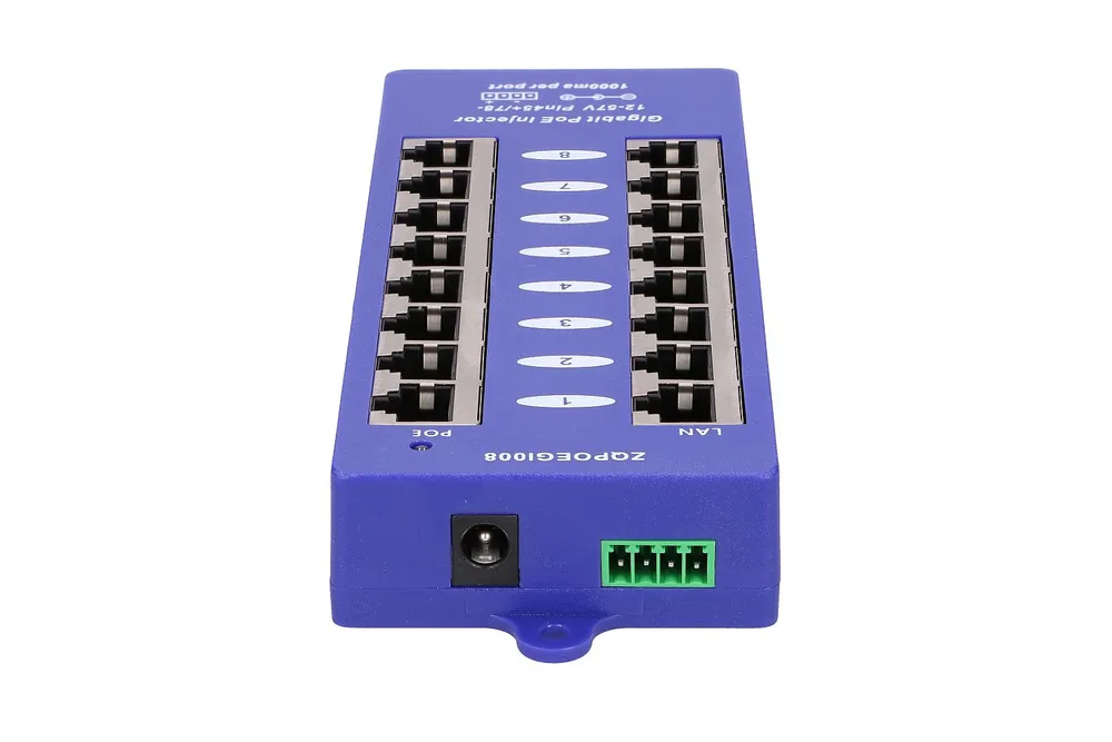 Extralink 8 Portowy | Gigabit PoE Injector | 8x 1000Mb/s RJ45, Mode B Typ montażuŚcienny