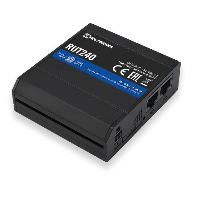 Teltonika RUT240 | Router LTE Industrial | Cat.4, 2x LAN 100 Mb / s WiFi 2.4 GHz, RUT240 06E000 Częstotliwość pracy2.4 GHz