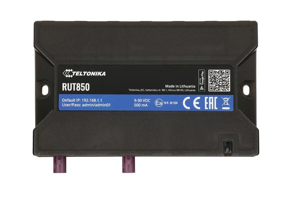 Teltonika RUT850 | Coche Lte Router | Cat.4, sin GPS, WIFI 2,4 GHz RUT850 9011S0 Częstotliwość pracy2.4 GHz