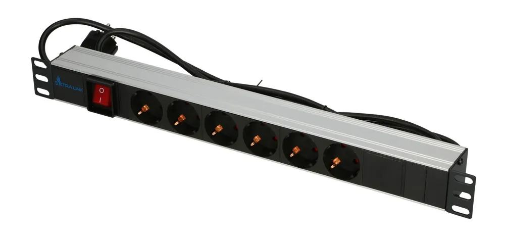 Extralink EXPDU6EU SW | Enchufe multiple | 19" 1U, enchufes 6 EU Typ akcesoriumListwy zasilające