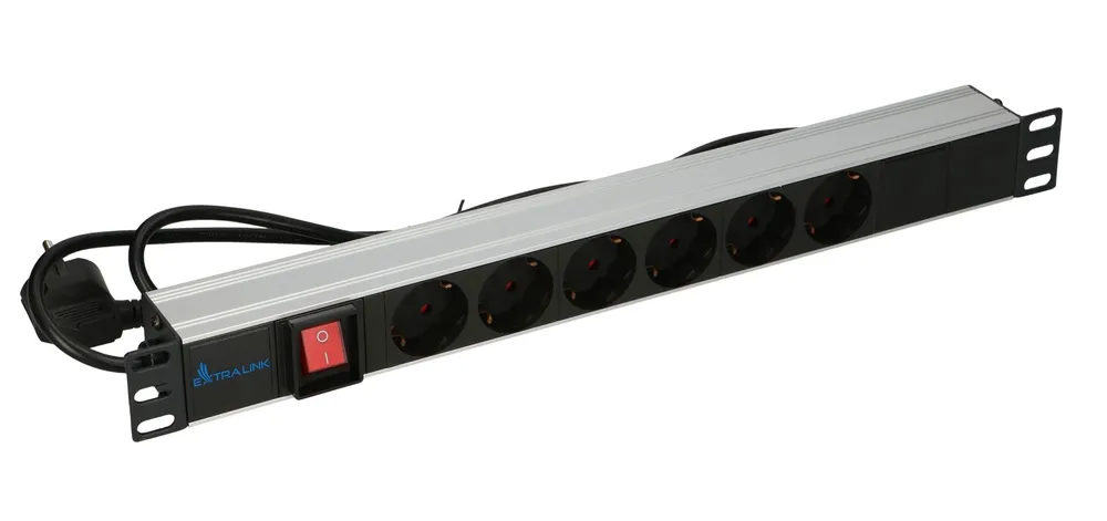 Extralink EXPDU6EU SW | Enchufe multiple | 19" 1U, enchufes 6 EU 1