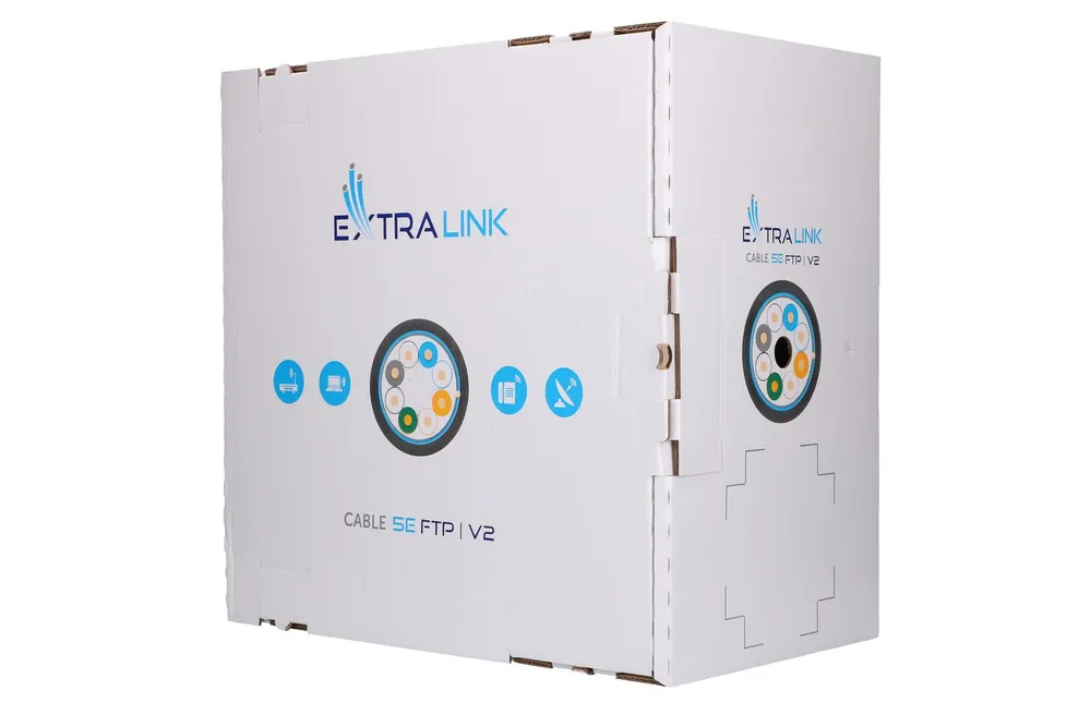 Extralink CAT5E FTP (F/UTP) V2 Outdoor | Verdrillte Zweidrahtleitung | 305M Kabel do montażuNa zewnątrz budynków