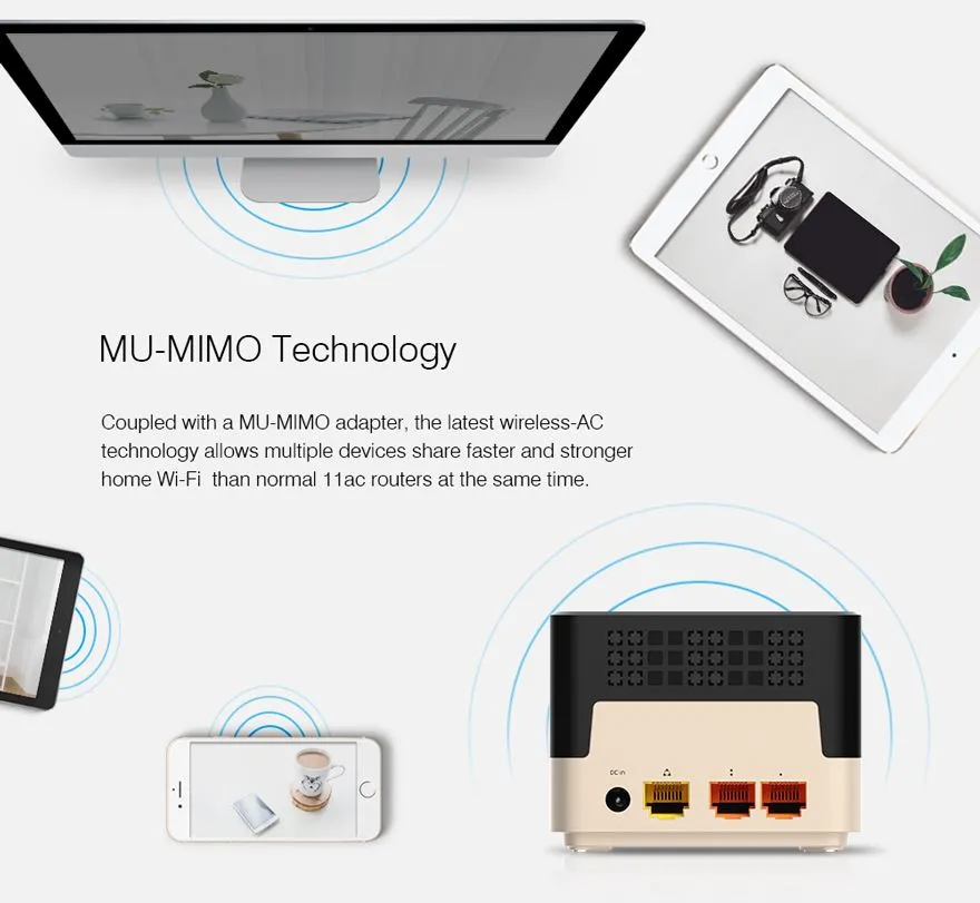 Totolink T10 | Router WiFi | AC1200, Dual Band, MU-MIMO, 3x RJ45 1000Mb/s, 1x USB Typ obudowyDesktop