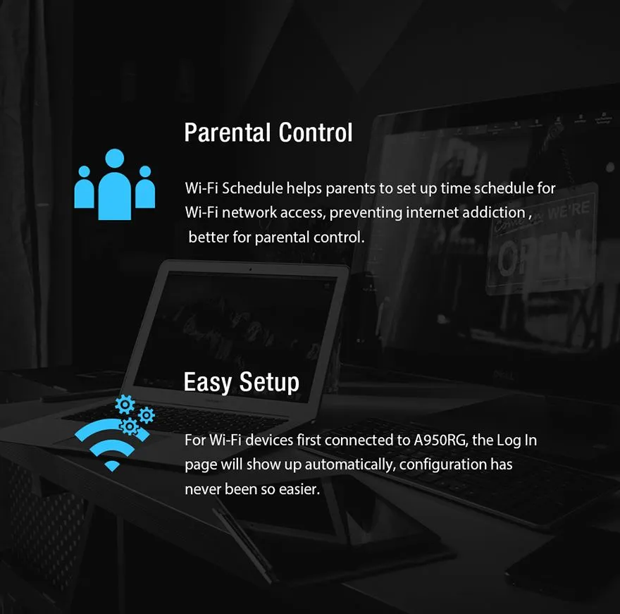Totolink A950RG | WiFi Router | AC1200, Dual Band, MU-MIMO, 1x RJ45 1000Mb/s, 4x RJ45 100Mb/s Typ MIMOMU-MIMO 2x2