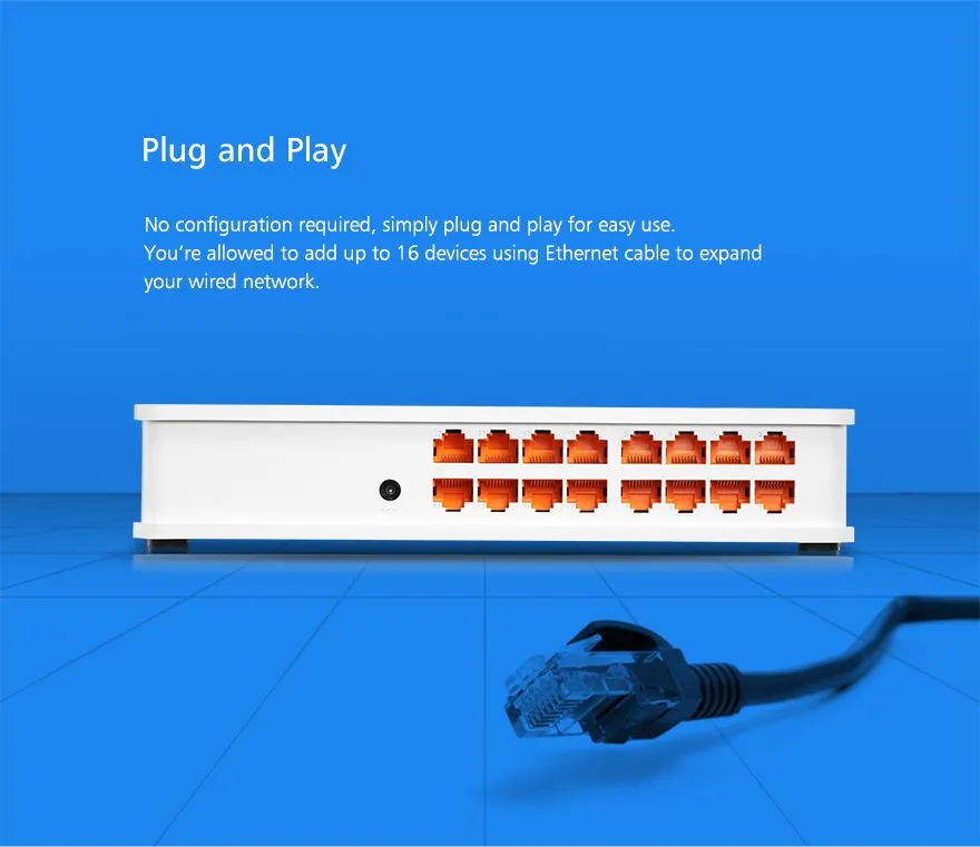 Totolink SW16D | Switch | 16x RJ45 100Mb/s, Kryt Desktop, neřízený 8