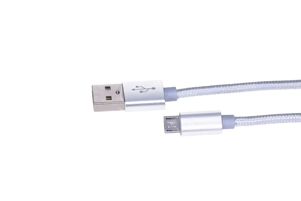 Extralink | Kabel s konektorem MicroUSB | pro chytré telefony ANDROID, 2A, délka 1M, Pletený, vyztužený, stříbrný 0