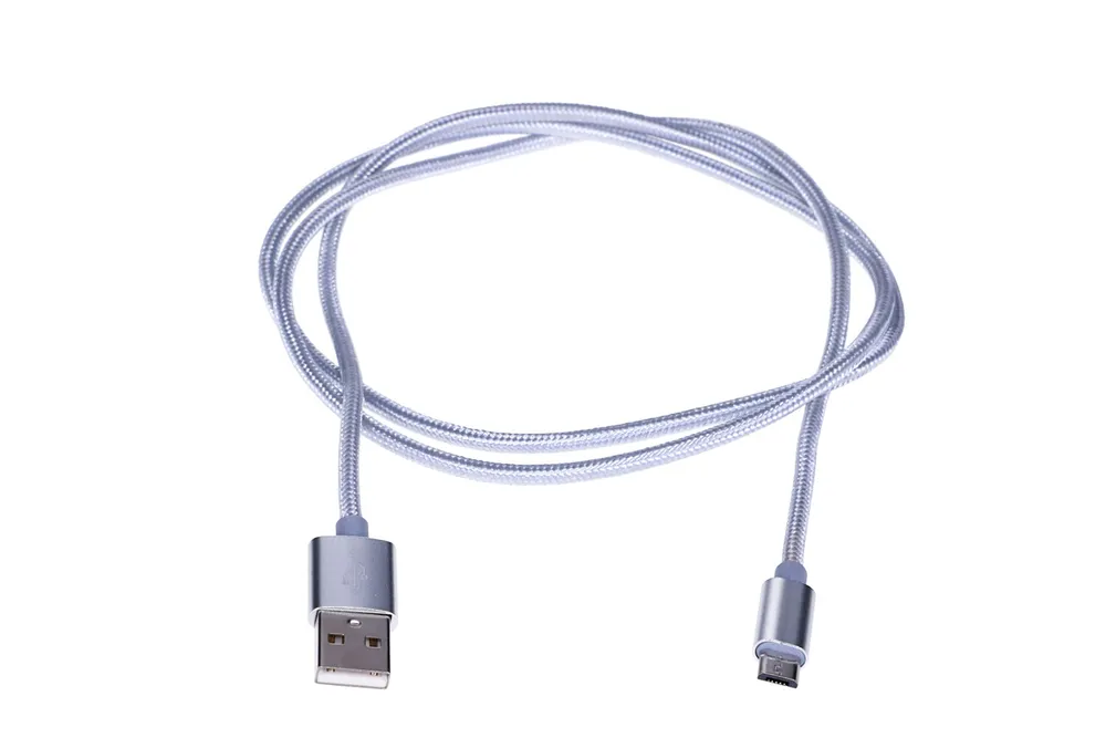 Extralink | Kabel s konektorem MicroUSB | pro chytré telefony ANDROID, 2A, délka 1M, Pletený, vyztužený, stříbrný 2