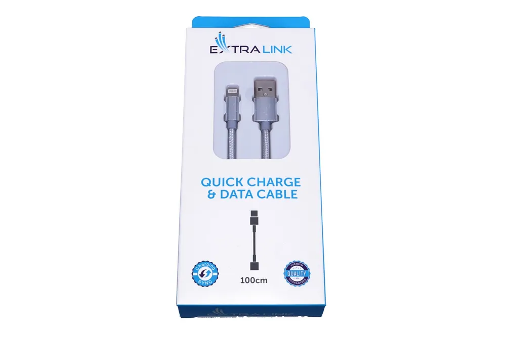 Extralink | Kabel s konektorem Lightning | pro chytré telefony IPHONE, max. proud 2A, vyztužený, délka 1m, stříbrný 4