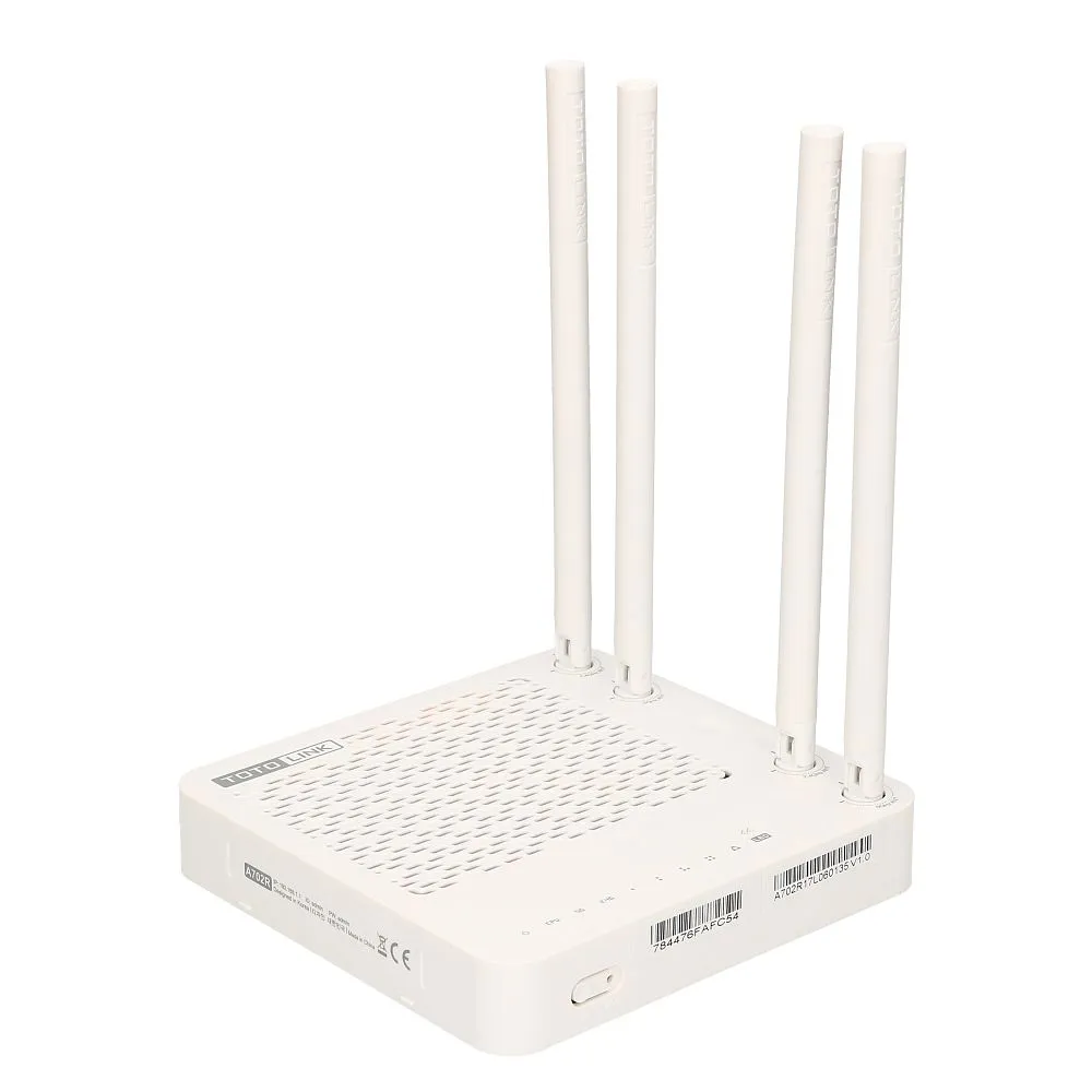 Totolink A702R | Router WiFi | AC1200, Dual Band, MIMO, 5x RJ45 100Mb/s Częstotliwość pracyDual Band (2.4GHz, 5GHz)