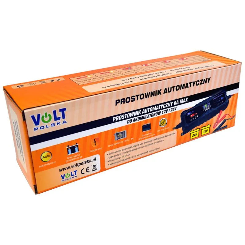 VOLTAJE 8A 12V/24V | Cargador automático | 190W, IP65 Napięcie wyjściowe24V