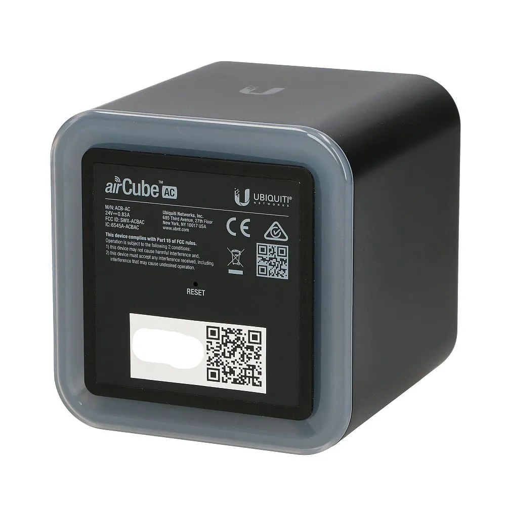 Ubiquiti ACB-AC | WiFi Router | airCube, AC1200, Dual Band, MIMO, 4x RJ45 1000Mb/s Standard sieci LANGigabit Ethernet 10/100/1000 Mb/s