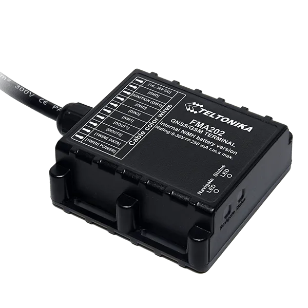 Teltonika FMB202 | Localizador GPS | Resistente al agua IP67, GNSS, GSM, Bluetooth, bateria de backup Pamięc wbudowana 128MB