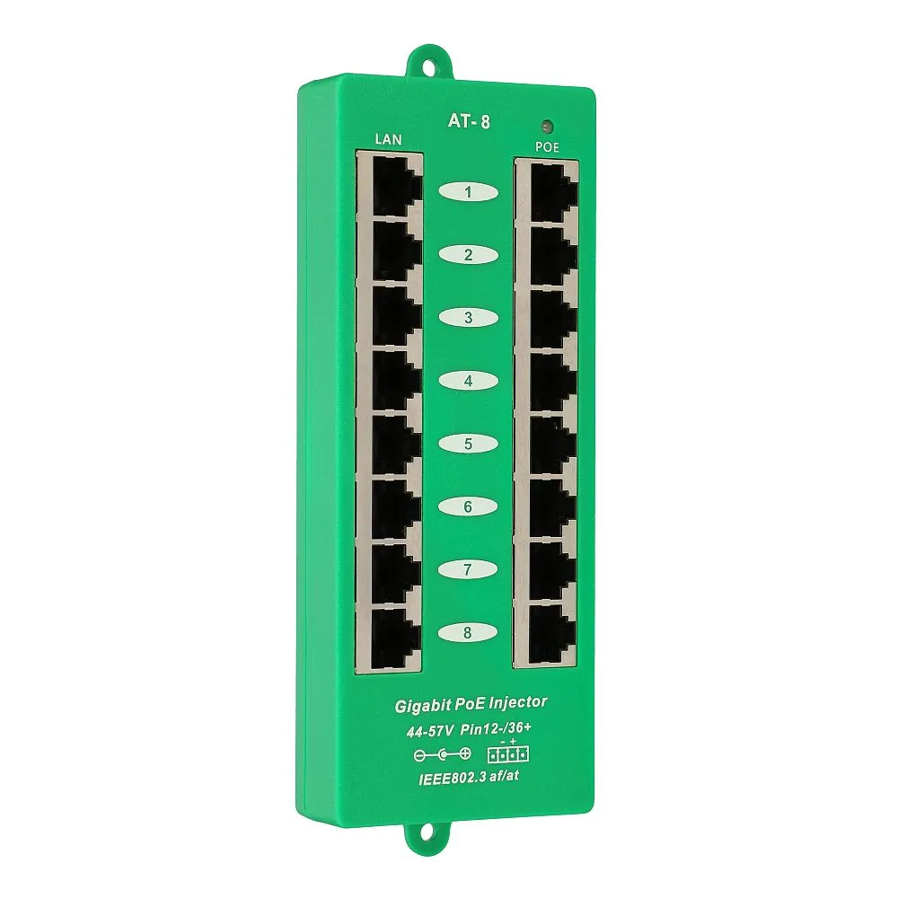Extralink 8 Puertos | Gigabit PoE Inyector | Active, 8 puertos Gigabit 802.3at/af, Modo A Typ montażuInny