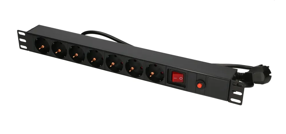 Extralink EXPDU7EU SW | Enchufe multiple | 19" 1U, enchufes 7 EU, con switch, 2m Typ akcesoriumListwy zasilające