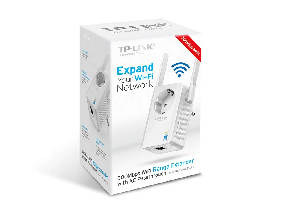 TP-Link TL-WA860RE | Zesilovač signálu WiFi | N300, 1x RJ45 100Mb/s, S elektrickou zásuvkou Standardy sieci bezprzewodowejIEEE 802.11n