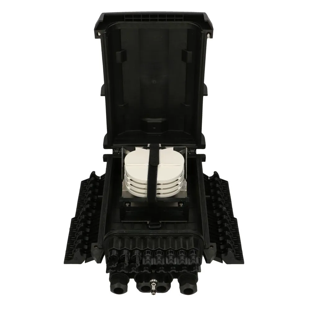 Extralink Pola | Caja de fibra óptica | 16 soldaduras, negro Wejście typu Mid-SpanNie