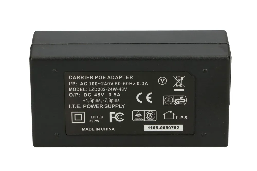 Extralink POE-48-24W | PoE Fuente de alimentación | 48V, 0.5A, 24W, AC cable incluido Typ wyjścia zasilaczaPoE 100Mb/s