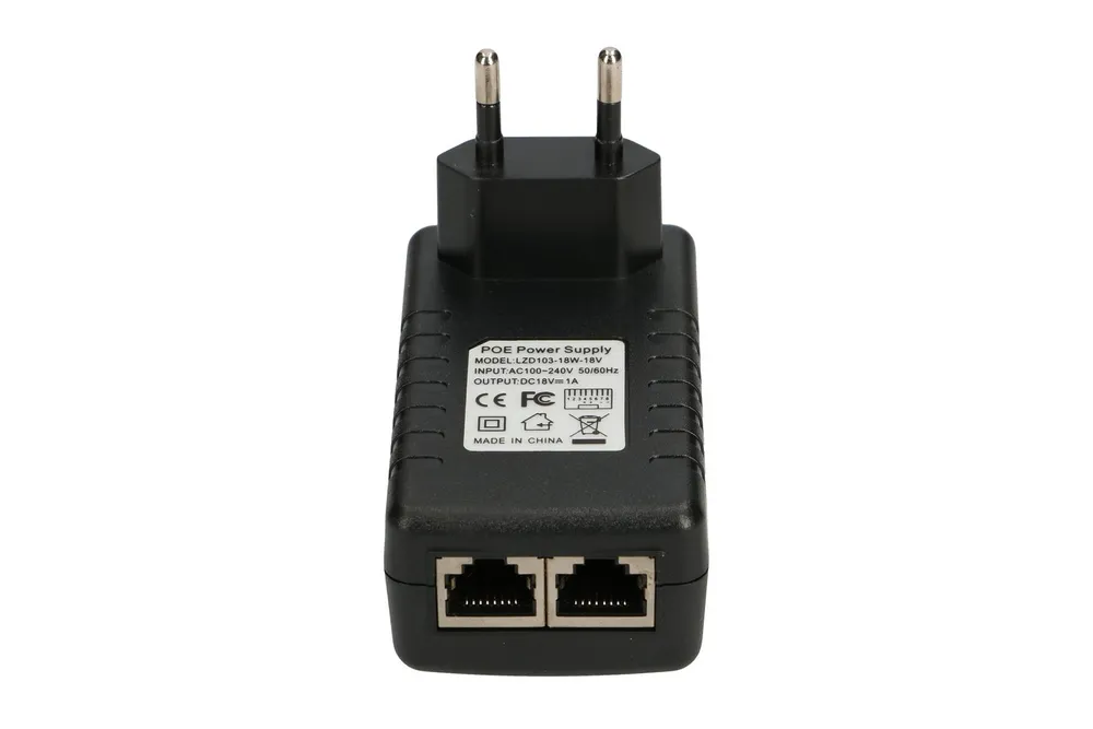 Extralink POE-18-18W | Fuente de alimentación PoE | 18V, 1A, 18W, enchufe de la pared Typ wyjścia zasilaczaPoE 100Mb/s