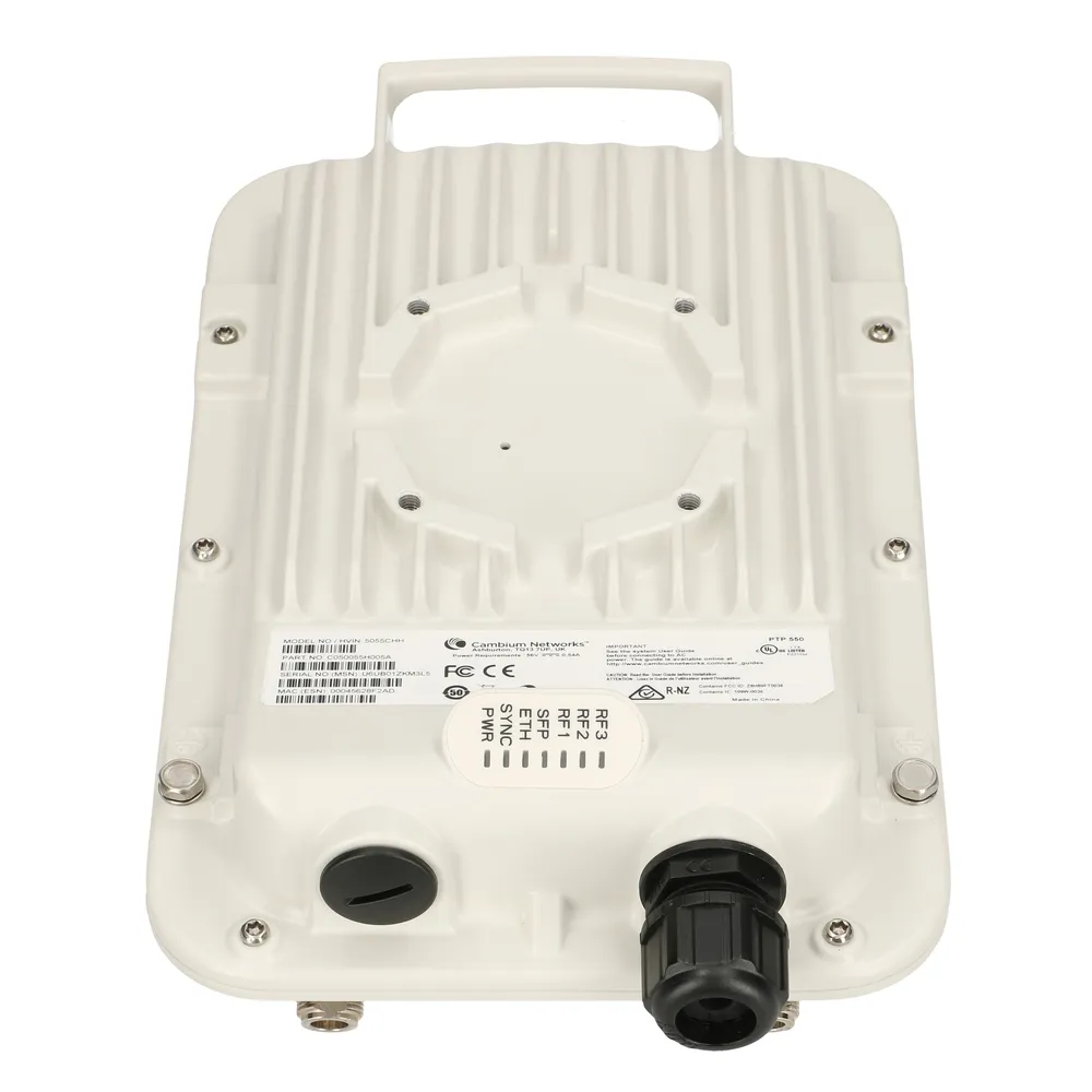 Cambium PTP 550 Connectorized ROW | CPE | 5GHz, 1x RJ45 1000Mb/s, 1x SFP, 2x N-type Standardy sieci bezprzewodowejIEEE 802.11ac Wave 2