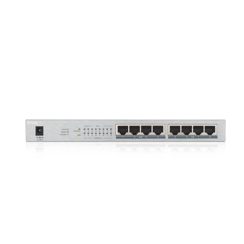Zyxel GS1008-HP | Switch | 8x RJ45 1000Mb/s, 8x PoE, 60 W, no gestionado 1