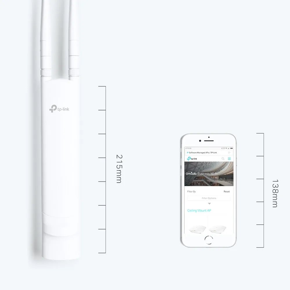 TP-Link EAP110-Outdoor | Punto de acceso | N300, MIMO, 1x RJ45 100Mb/s, Exterior Maksymalna prędkość transmisji bezprzewodowej300 Mb/s
