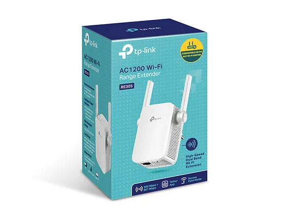 TP-Link RE305 | Síťový opakovač| AC1200, 1x RJ45 100Mb/s Maksymalna prędkość transmisji bezprzewodowej1200 Mb/s