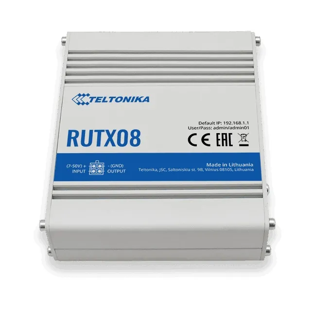 Teltonika RUTX08 | Router industrial | 1x WAN, 3x LAN 1000 Mb / s, VPN Częstotliwość CPU717 MHz