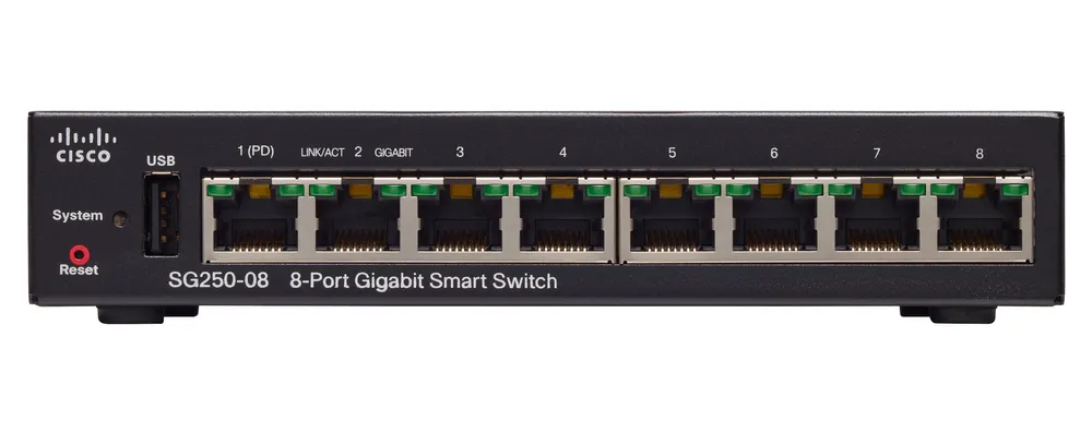 Cisco SG250-08 | Switch | 8x 1000Mb/s, PoE In, gestionado Ilość portów PoEBrak portów PoE