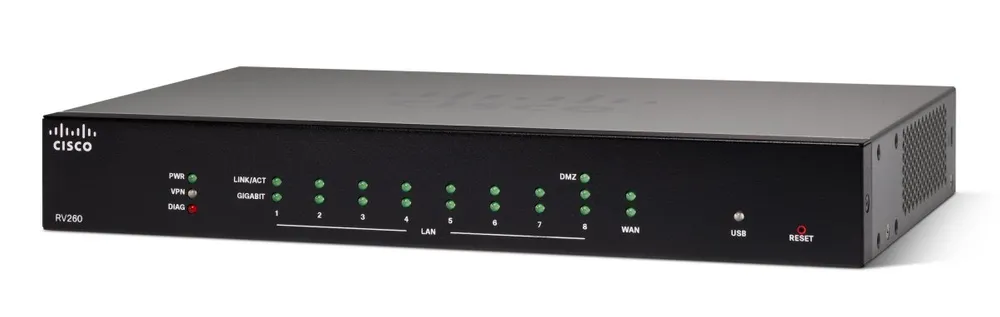 Cisco RV260 | 8x RJ45 1000 Mbps, 1x WAN, enrutador VPN - Partner oficial de Ilość portów WAN1x 1G Combo (RJ45/SFP)