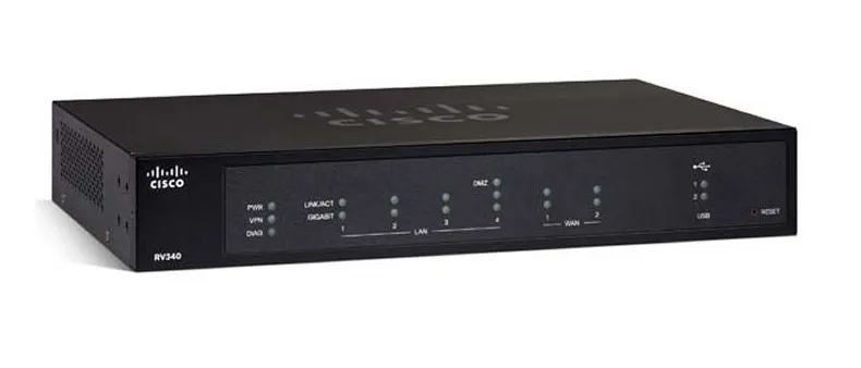 Cisco RV340 | Router | 4x RJ45 1000Mb/s, 2x WAN, 2x USB, VPN - Oficiální partner Ilość portów WAN2x 10/100/1000BaseTX (RJ45)