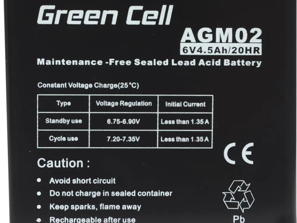 Green Cell AGM02 6V 4,5Ah | Batería | de libre mantenimiento 3